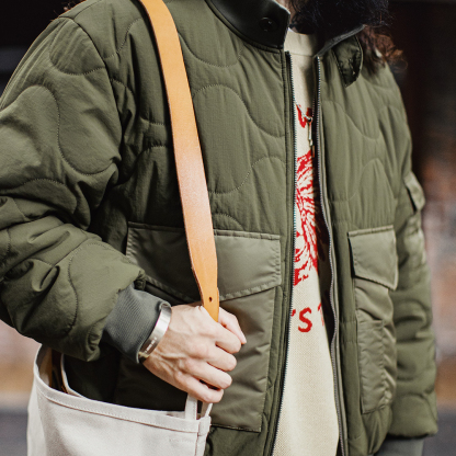 美式復古M51軍綠色夾克大口袋短款立領保暖棉服外套男冬