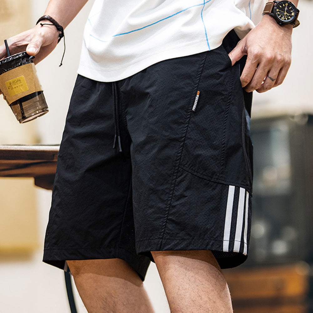 輕量化戶外速幹短褲男2025夏季新款反光條杠凉感運動五分褲子男