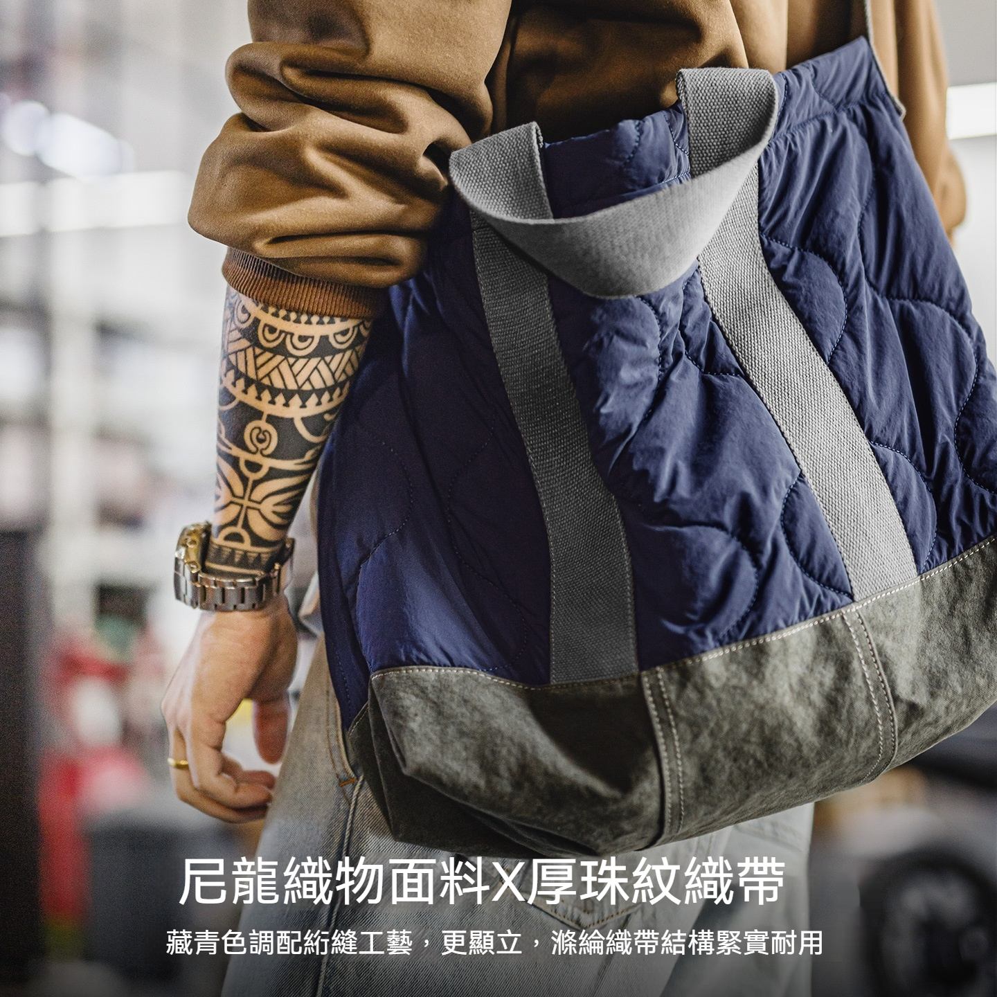 美式M65大容量內膽托特包電腦包通勤單肩包百搭手提包男