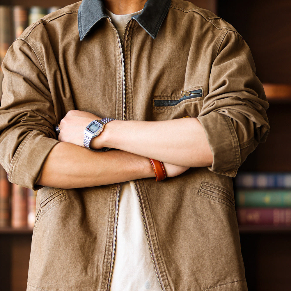 阿美哢嘰工裝夾克男寬鬆復古底特律獵裝外套秋-Retro's Wear