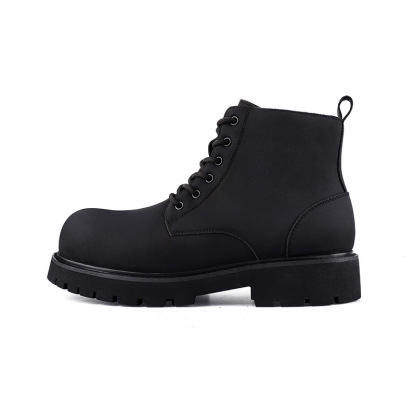 米奇馬丁靴男鞋2025秋季新款圓頭厚底高幫工裝靴百搭中幫靴子