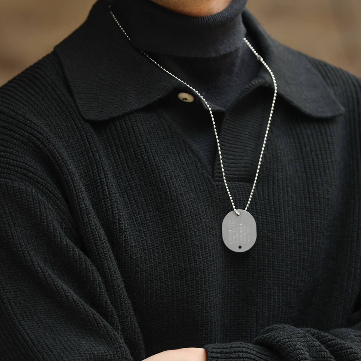 美式復古單粒扣polo領針織衫男660g粗針慵懶風毛衣外套