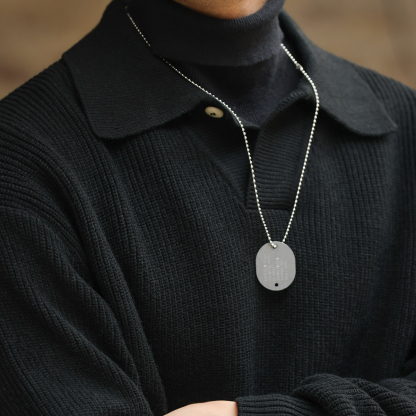 美式復古單粒扣polo領針織衫男660g粗針慵懶風毛衣外套