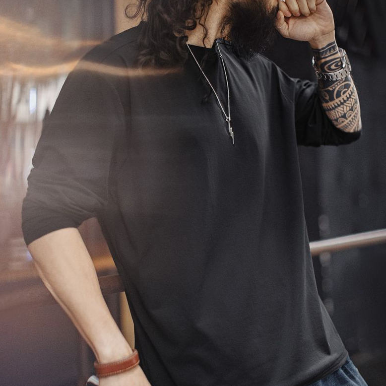 美式休閒7A抑菌速幹長袖T恤凉感透氣上衣圓領打底衫男春