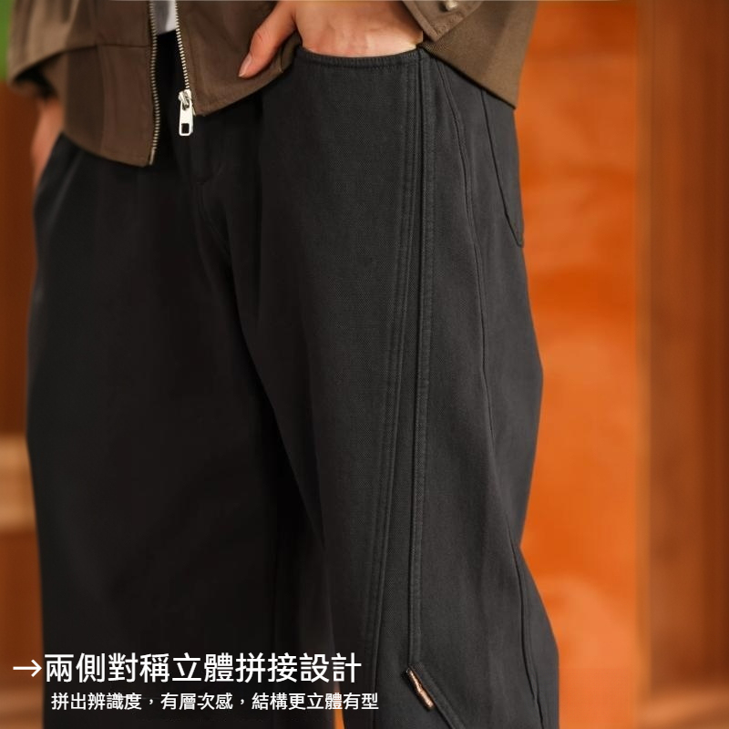 美式重磅純棉加絨加厚工裝褲男復古水洗休閒直筒長褲子