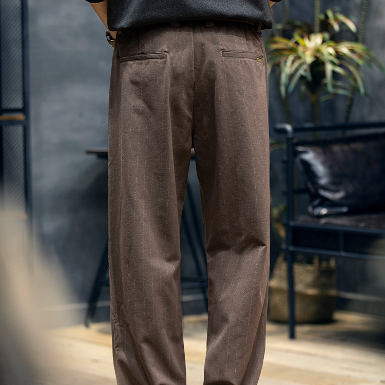 美式細條紋垂感休閒褲男2025秋季寬鬆大碼直筒長褲男士高級感西褲