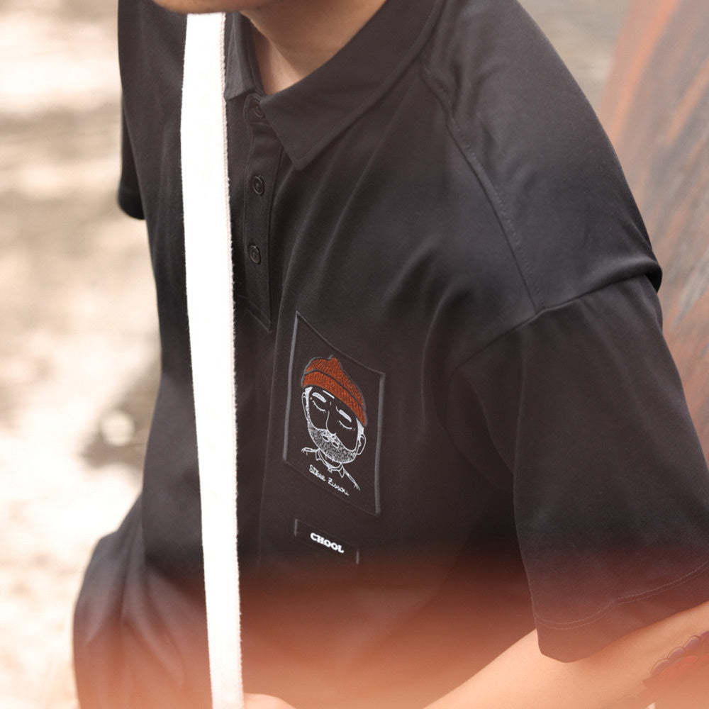 日系納瓦霍重工刺繡半袖POLO衫男夏季寬鬆休閒翻領短袖T恤