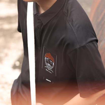 日系納瓦霍重工刺繡半袖POLO衫男夏季寬鬆休閒翻領短袖T恤