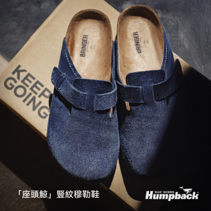 2025夏季新款座頭鯨藍色穆勒鞋男休閒平底全包頭外穿半拖鞋子