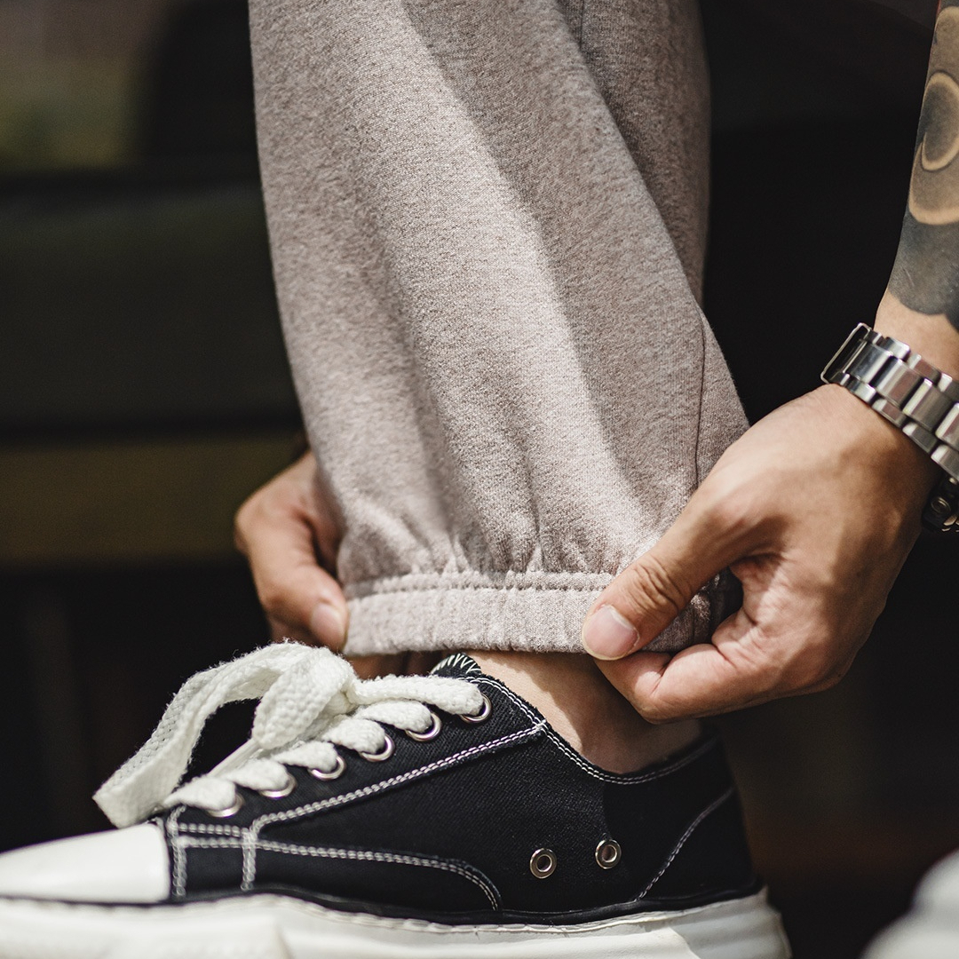 美式復古灰色刺繡衛褲男訓練運動長褲子秋男士休閒直筒