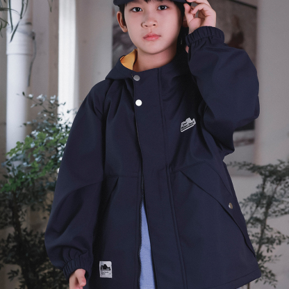 兒童衝鋒衣兒童連帽外套2025秋季新款戶外男童抗風一體絨保暖外套