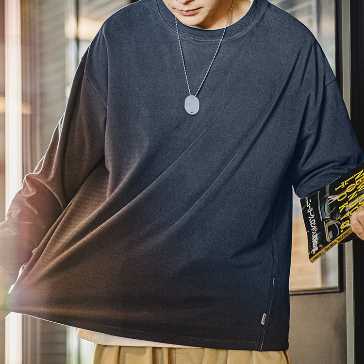 美式雙面磨毛仿德絨長袖T恤基礎款寬鬆圓領保暖上衣男秋-Retro's Wear