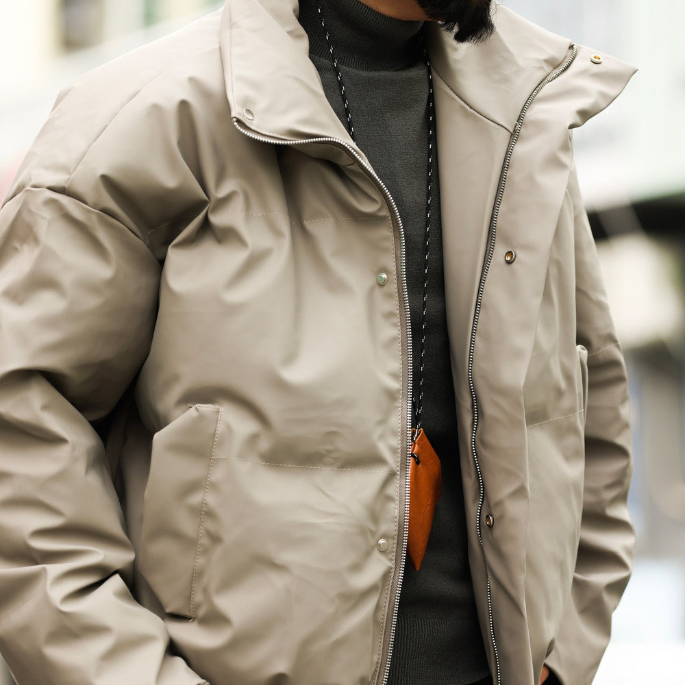 美式休閒cleanfit短款立領PU皮棉服外套男寬鬆復古高級感棉衣-Retro's Wear