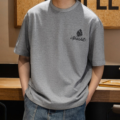 MRA美式復古印第安印花t恤寬鬆半袖圓領重磅短袖男士夏季