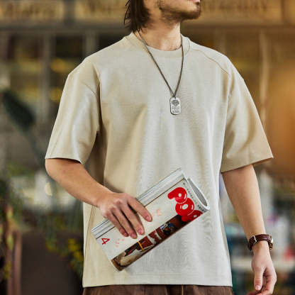 240g新疆長絨棉插肩短袖T恤男寬鬆圓領美式休閒打底衫夏