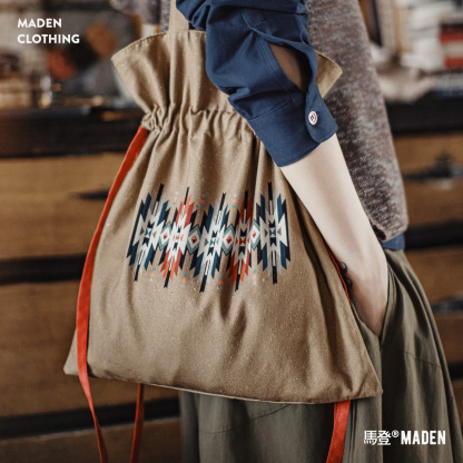 美式復古卡其色大容量可擕式帆布手提袋子單肩腋下挎包包女士