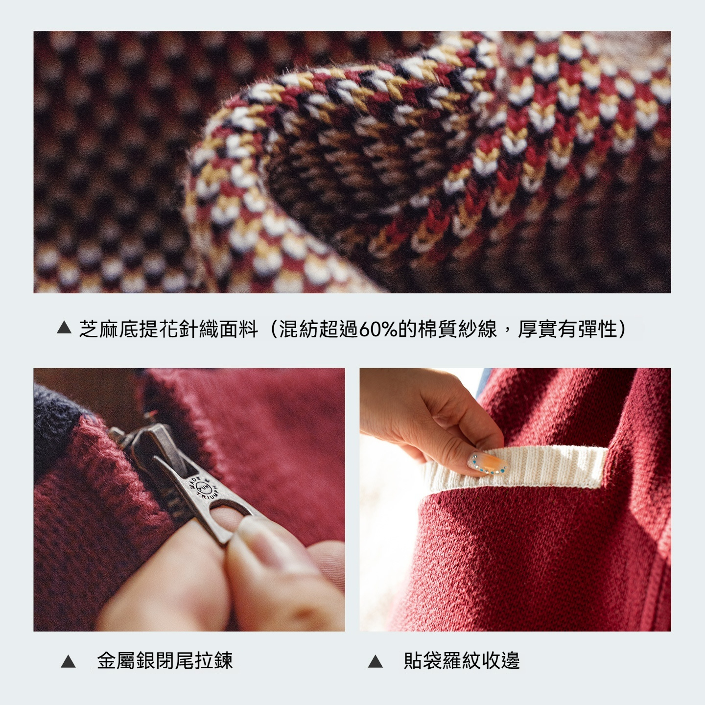 美式復古紅色耶誕節寬鬆拉鍊針織開衫外穿毛衣外套上衣秋冬女