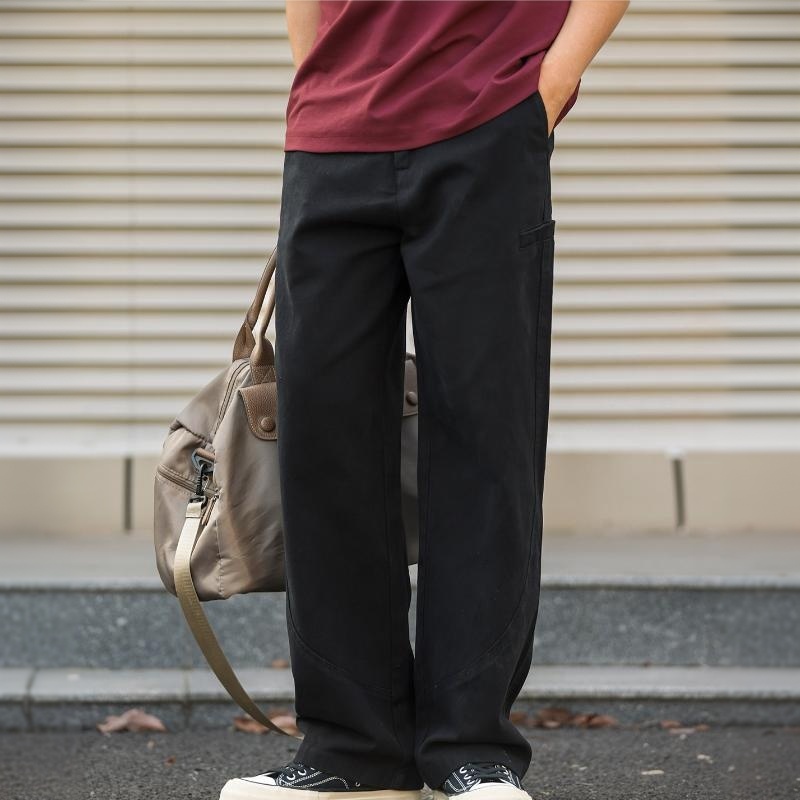 美式復古萊賽爾純棉水洗休閒褲男寬鬆解構垂感直筒長褲