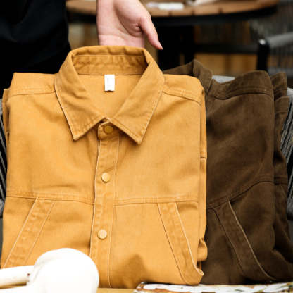 日系復古工裝斜插大口袋襯衫外套男休閒戶外重磅獵裝夾克秋-Retro's Wear