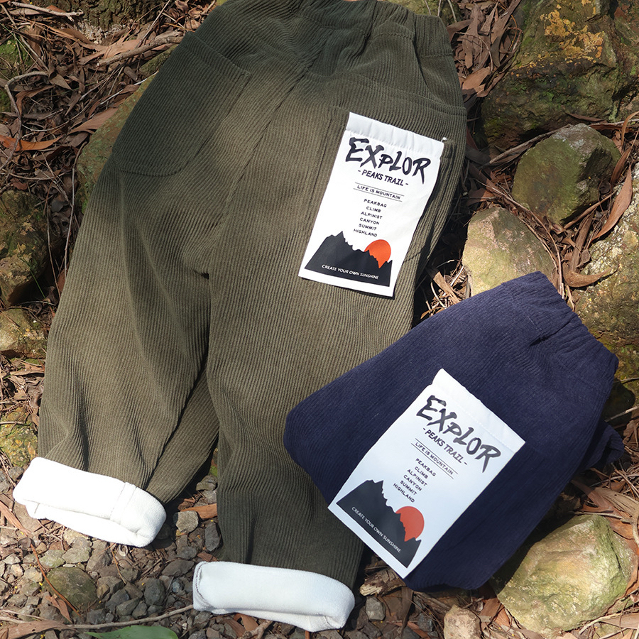 兒童燈芯絨長褲2025冬季新款男童復古純色直筒褲保暖大童童裝褲子