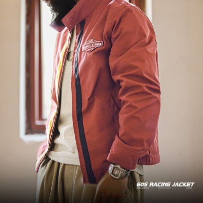 美式復古60S撞色賽車夾克IVY立領運動休閒拉鍊外套男秋季-Retro's Wear