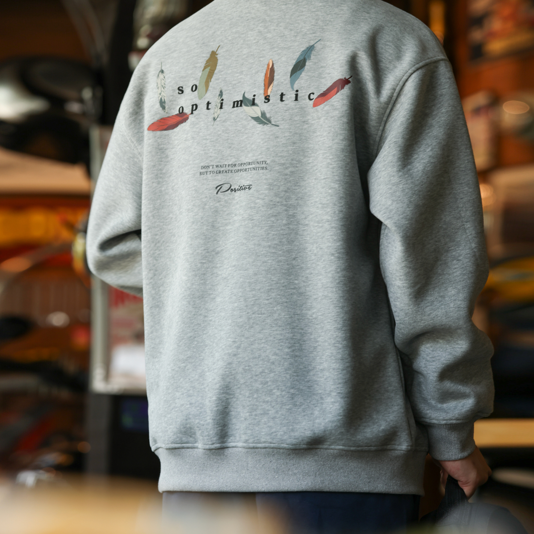 日系復古印花圓領衛衣男寬鬆420G重磅秋冬套頭疊穿上衣