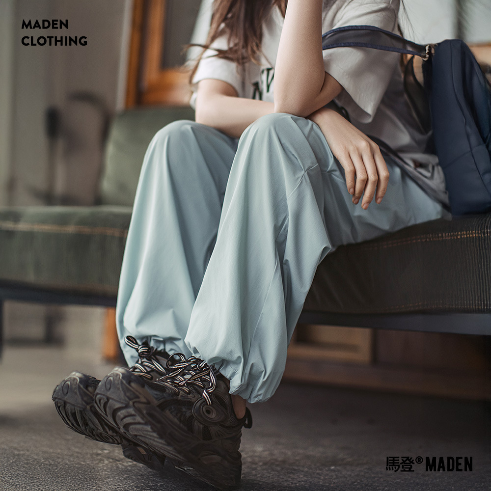 夏日冰薄荷凉凉褲休閒四面彈寬鬆傘兵褲慵懶風運動山本褲女