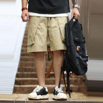 美式休閒薄款速幹工裝短褲男多口袋設計戶外運動五分褲