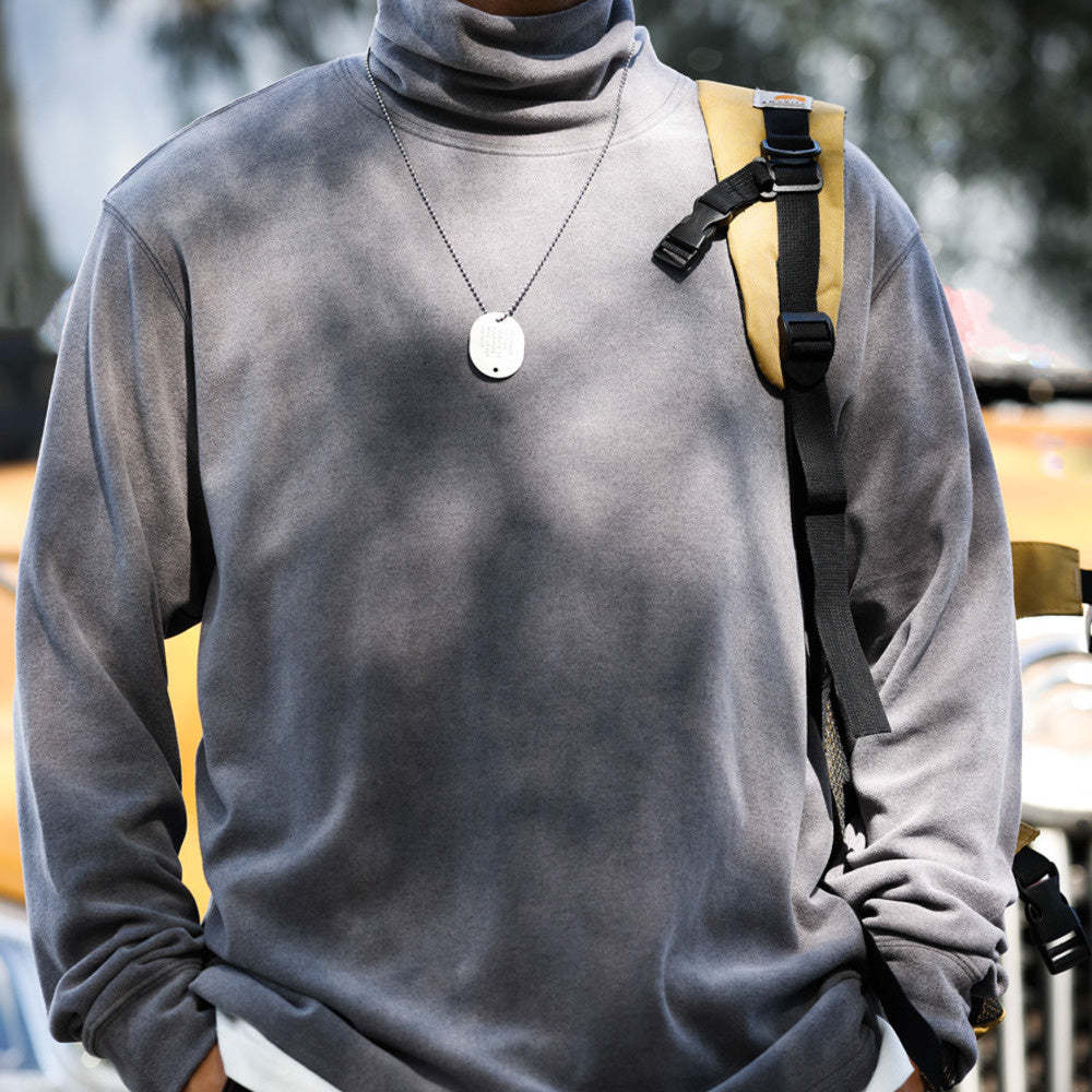 美式復古雙面一體澳絨高領打底衫300g重磅磨毛休閒長袖T恤男-Retro's Wear