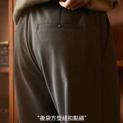 430g秋冬毛呢通勤小直筒休閒褲男2025新款冬季百搭彈力保暖長褲