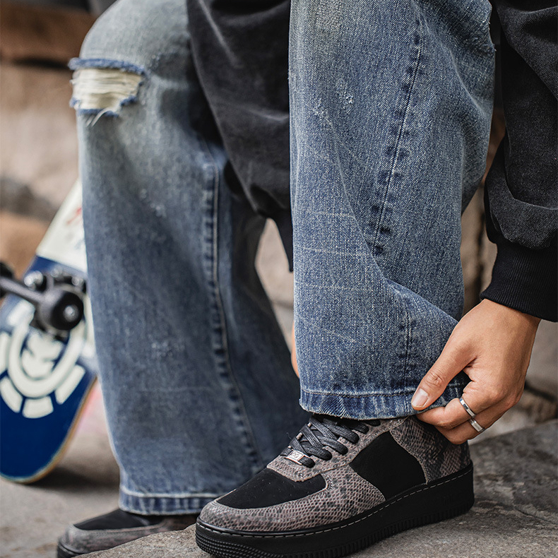 黑曼巴空軍板鞋男2025秋季新款厚底運動休閒鞋百搭復古小黑鞋