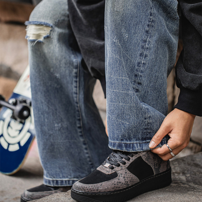 黑曼巴空軍板鞋男2025秋季新款厚底運動休閒鞋百搭復古小黑鞋