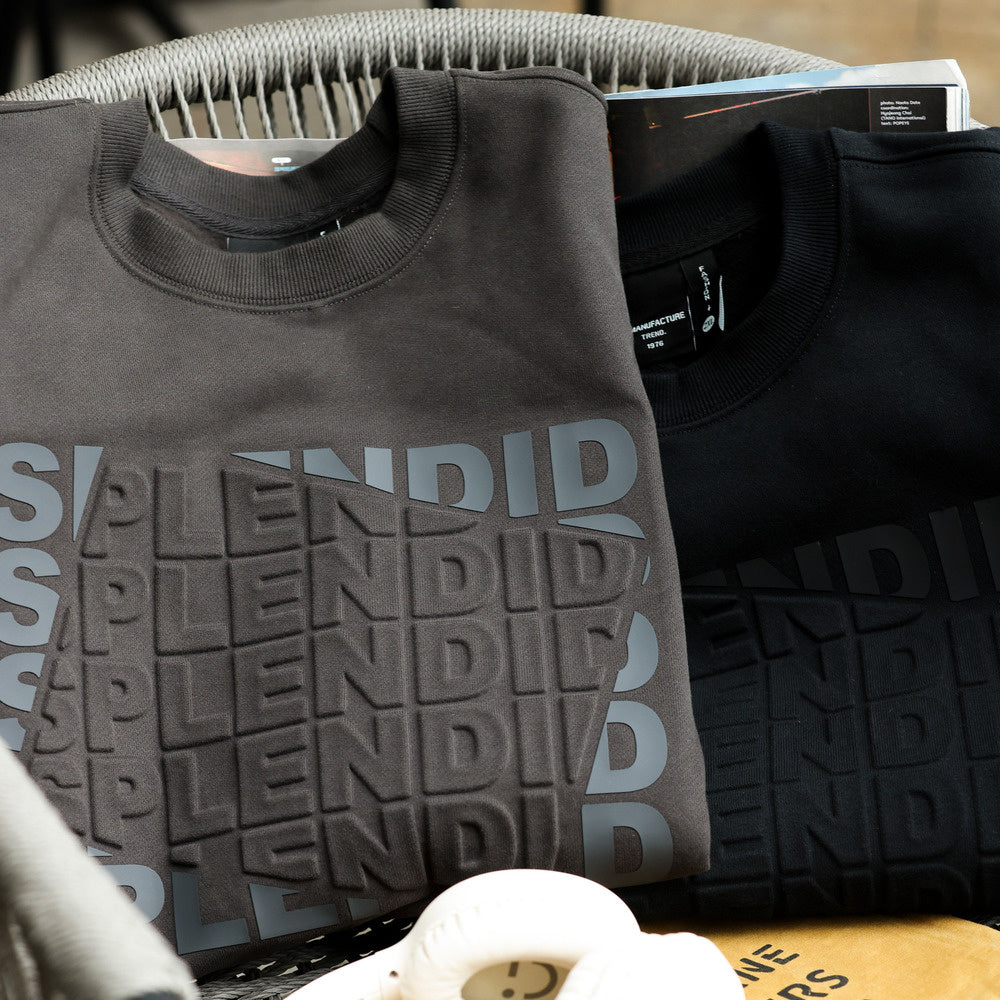 美式復古抓絨字母鋼印圓領衛衣男寬鬆480g重磅長袖休閒上衣-Retro's Wear