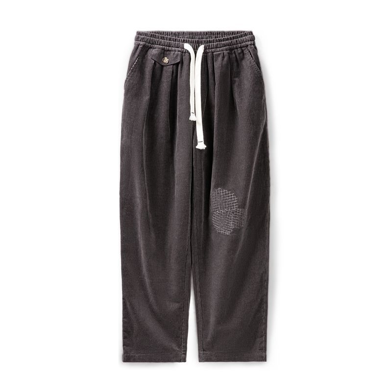 美式復古燈芯絨補丁休閒褲vintage寬鬆闊腿直筒褲男秋季-Retro's Wear