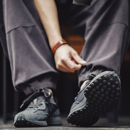 復古黑武士老爹鞋純黑色厚底减震運動休閒百搭鞋子男春季