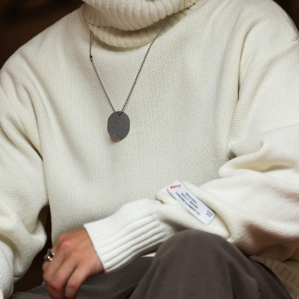 秋冬美式可翻高領針織毛衣男復古寬鬆粗針線內搭打底上衣-Retro's Wear