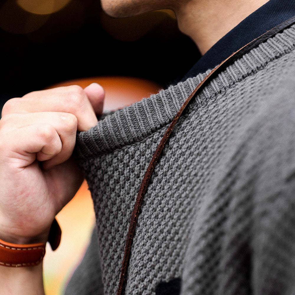 美式復古粗針線重磅毛衣男士圓領寬鬆慵懶風高級感針織衫冬-Retro's Wear