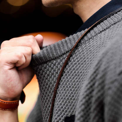 美式復古粗針線重磅毛衣男士圓領寬鬆慵懶風高級感針織衫冬-Retro's Wear