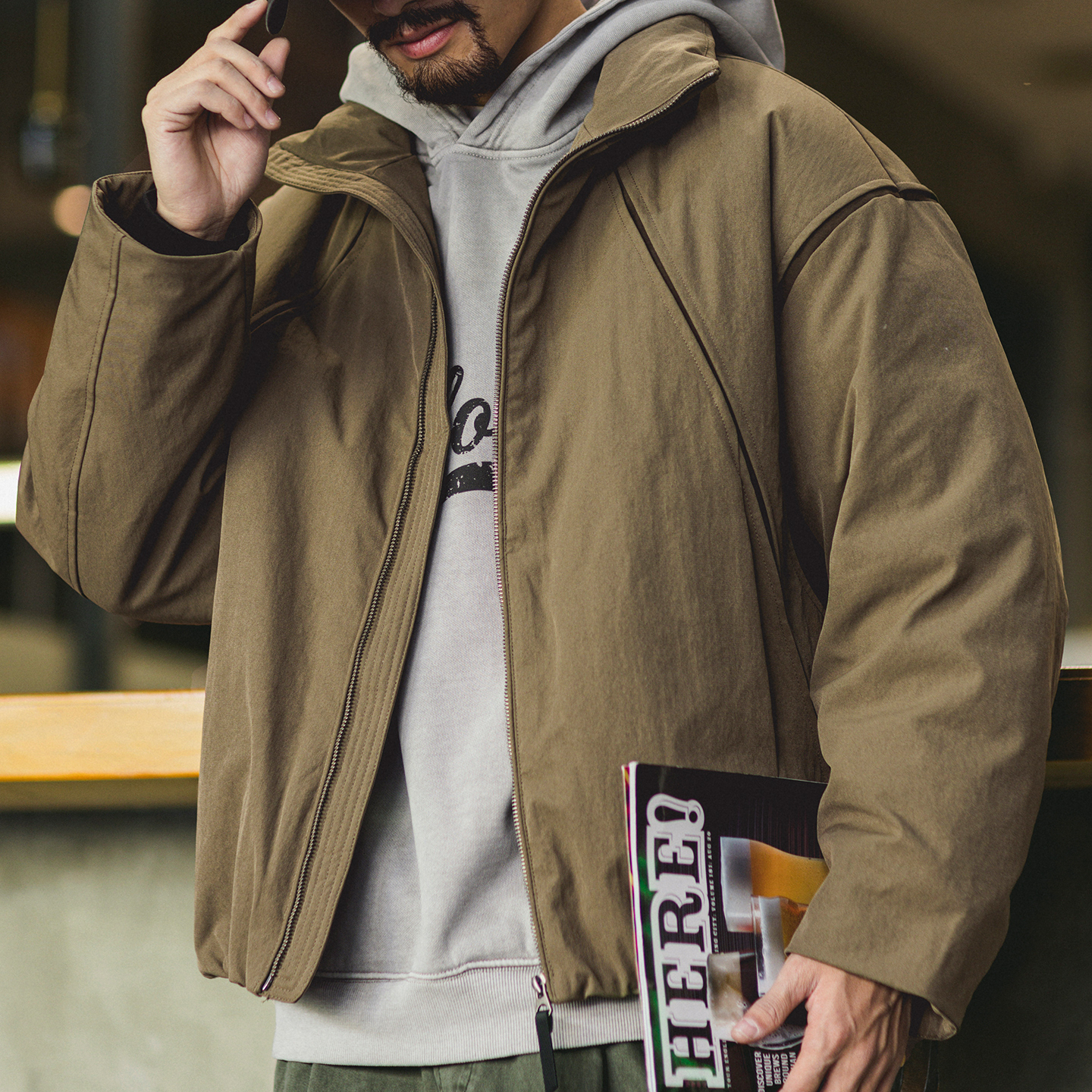 90白鴨絨分割撞色立領羽絨服男2025冬季新款寬鬆休閒保暖上衣外套