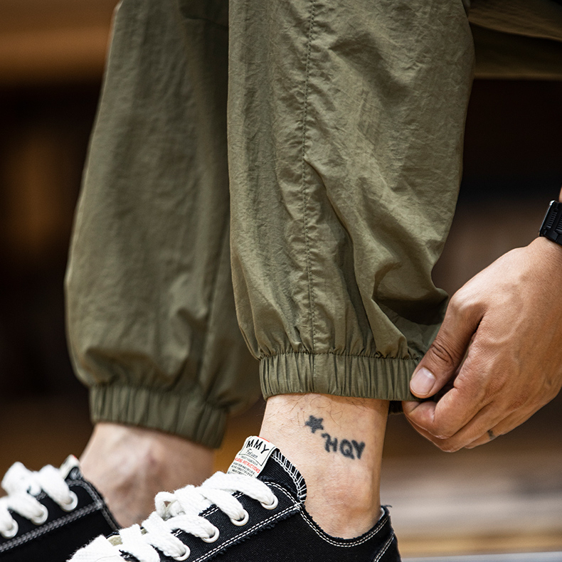 美式工裝褲子男夏季2025新款輕薄刺繡束脚長褲男士寬鬆百搭休閒褲