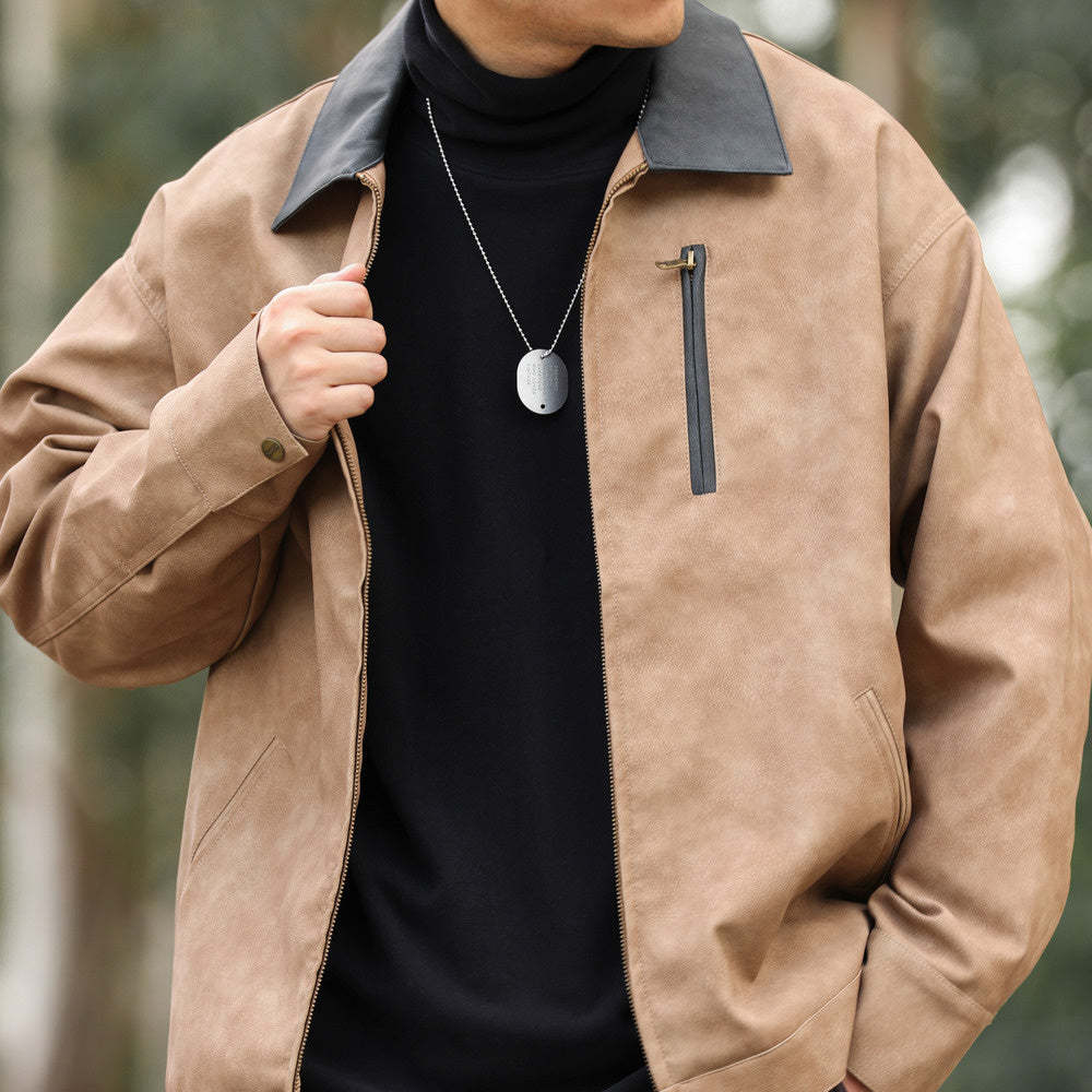 美式復古雙面一體澳絨高領打底衫300g重磅磨毛休閒長袖T恤男-Retro's Wear