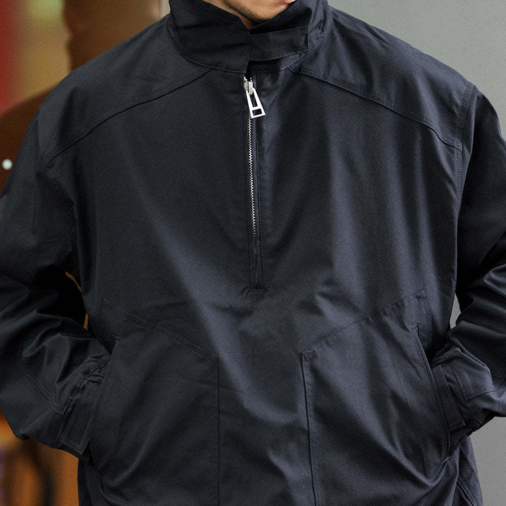 日系復古半拉鍊立領休閒工裝外套男士衝鋒衣美式戶外夾克秋-Retro's Wear