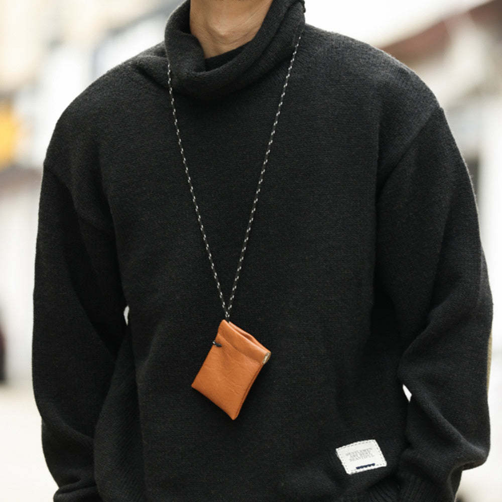 美式重磅復古高領羊毛衫男加厚慵懶風針織長袖打底衫外套冬-Retro's Wear