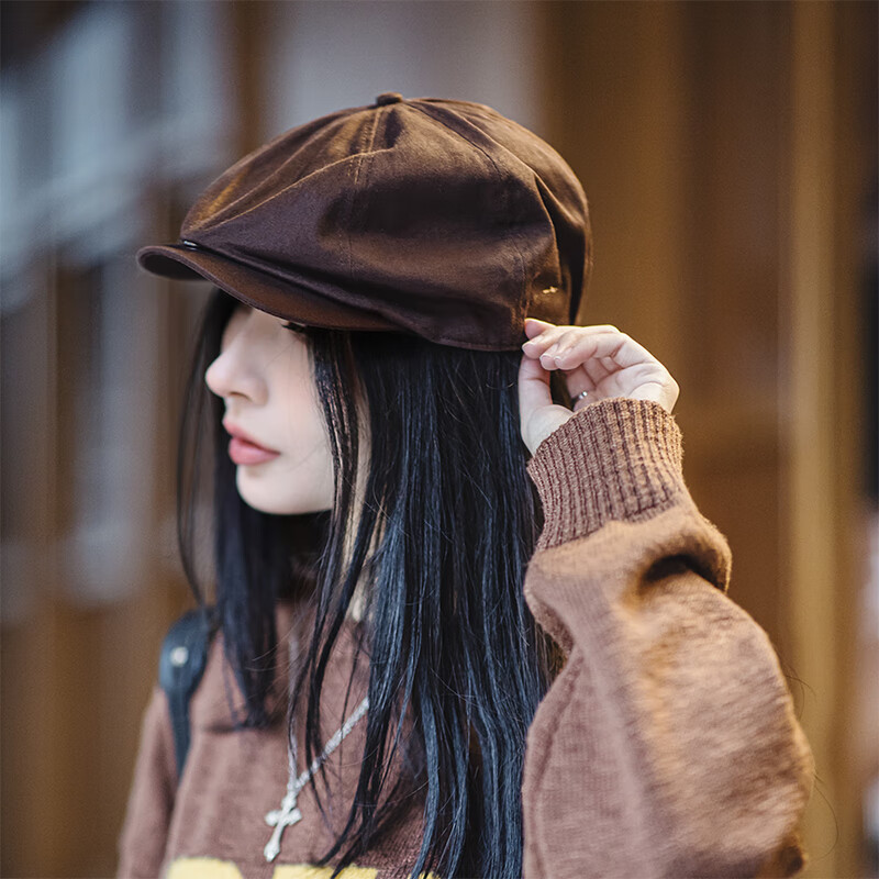 貝雷帽女秋冬顯臉小八角帽報童帽蓓蕾帽文藝復古畫家帽-Retro's Wear