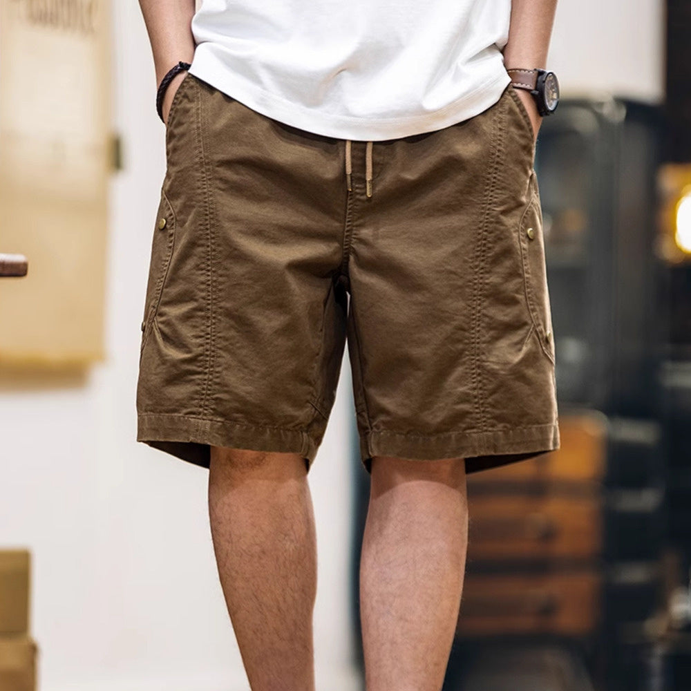 美式復古水洗工裝短褲男2025夏季新款寬鬆休閒五分褲純棉5分中褲