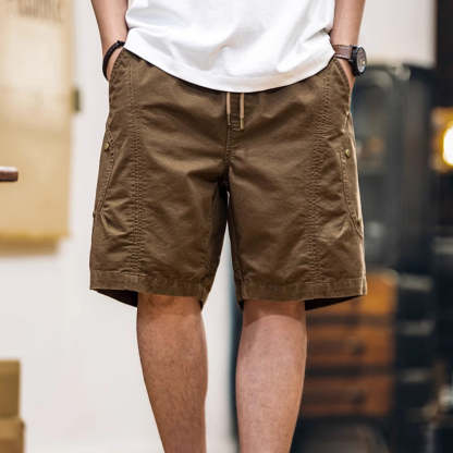 美式復古水洗工裝短褲男2025夏季新款寬鬆休閒五分褲純棉5分中褲
