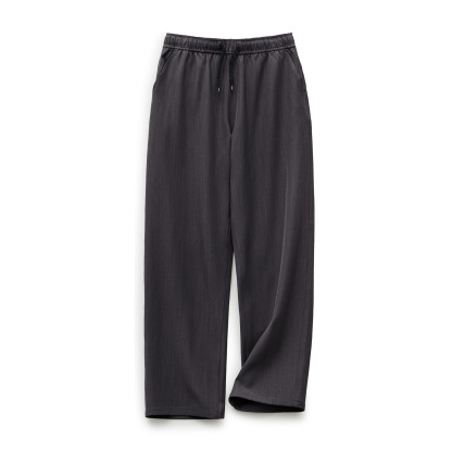 休閒西裝褲垂墜感cleanfit老錢風灰色通勤長褲子薄款男夏