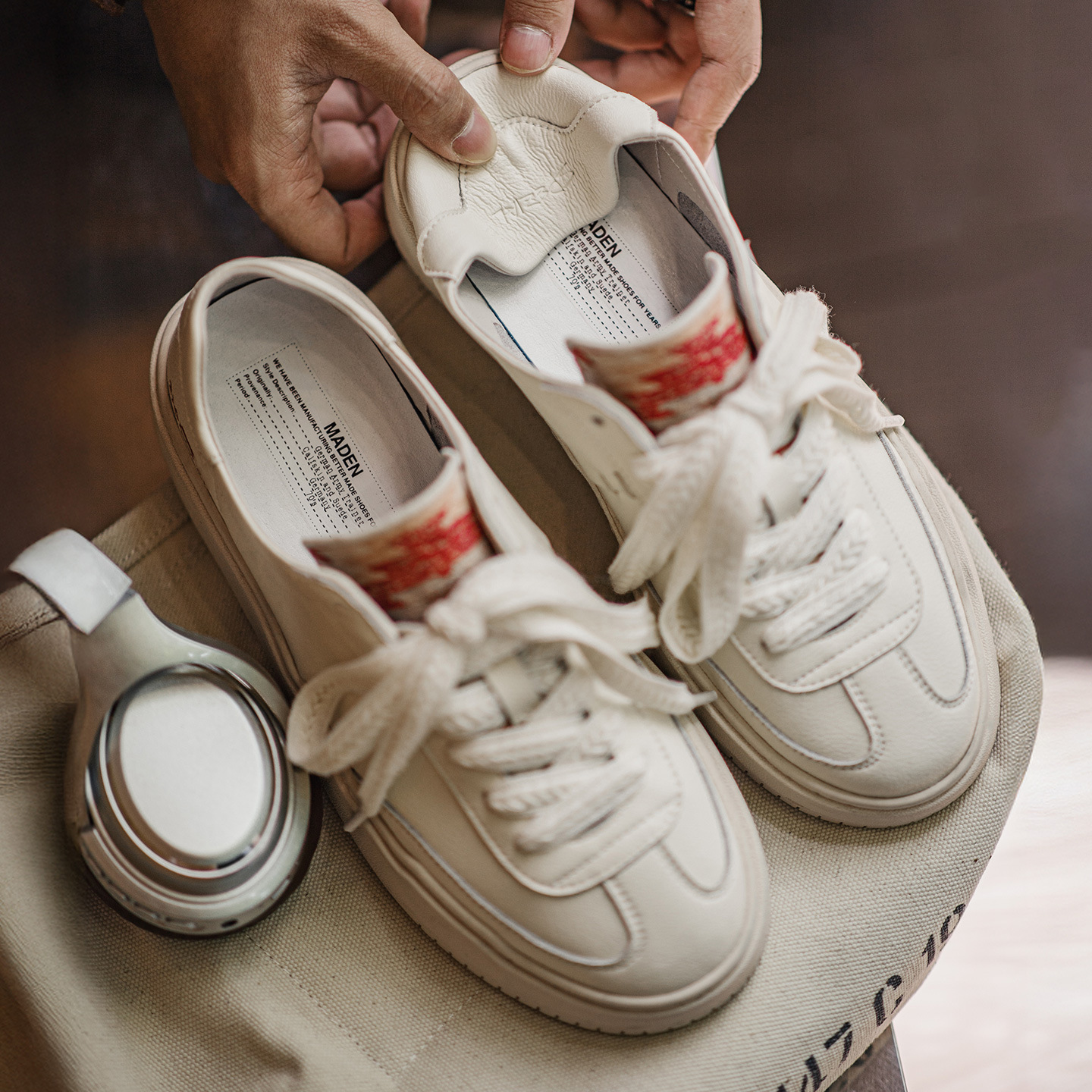 2025新款納瓦霍刺繡板鞋男夏季小眾設計感厚底德訓休閒小白鞋