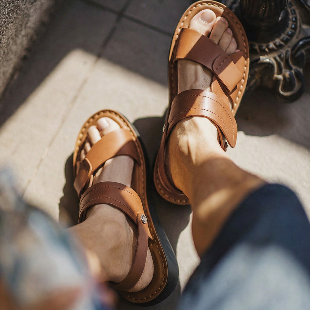 男鞋2026夏季新款皮凉鞋兩穿沙灘鞋真皮商務開車凉拖鞋爸爸鞋