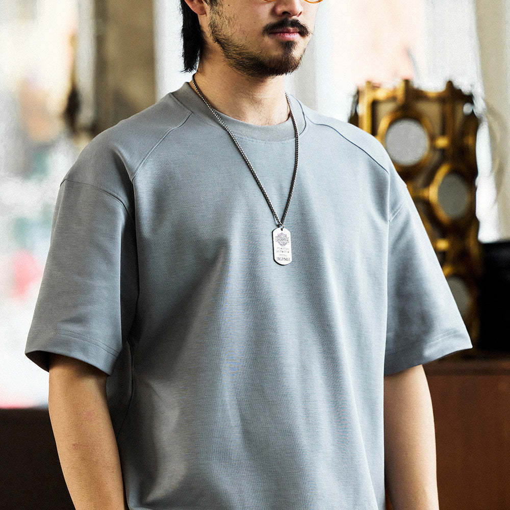 240g新疆長絨棉插肩短袖T恤男寬鬆圓領美式休閒打底衫夏